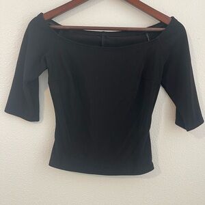 Vintage Jessica McClintock Classic Black Off-Shoulder Crop Top